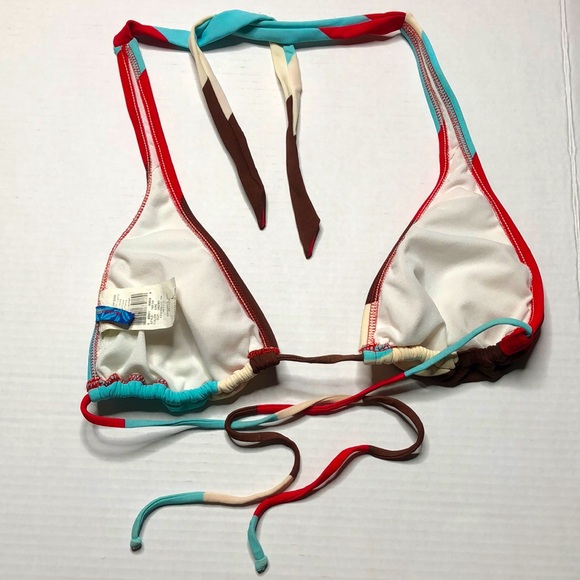 Color Blocked String Bikini Top - Picture 2 of 5